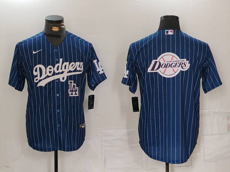 Men Los Angeles Dodgers Blank Blue Stripe Game 2024 Nike MLB Jersey style 10
